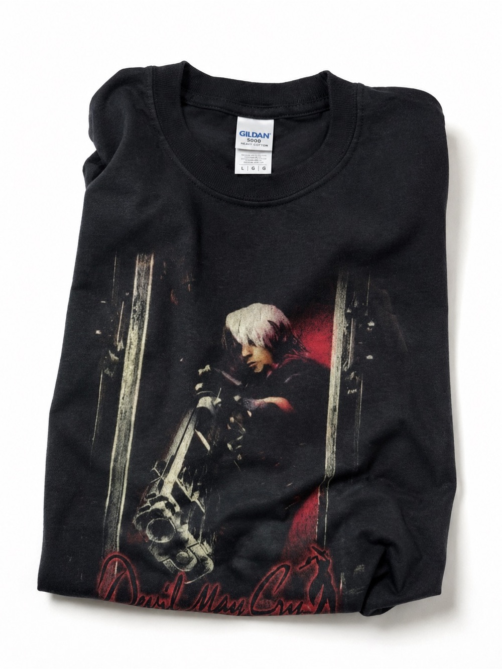 Gildan Black Devil May Cry Graphic Tee with Red Accents UNISEX SIZE L - Picture 3 of 4